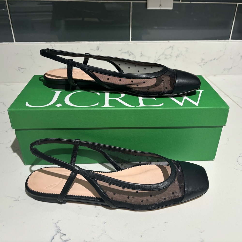 J Crew Mesh Dot Slingback Flats 7.5